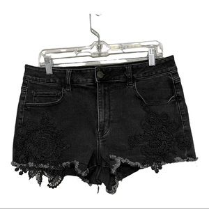 American Eagle Womens High Rise Distressed Shortie Jean Shorts